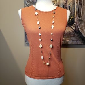 Rusty Orange sleeveless knit top